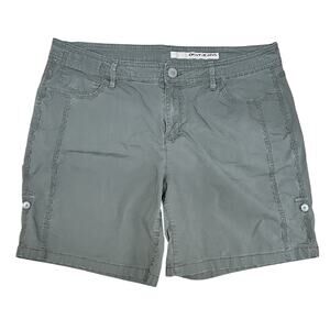 DKNY Women's Olive Green 5 Pocket Mid Length Zip & Button Cargo Shorts Size 12